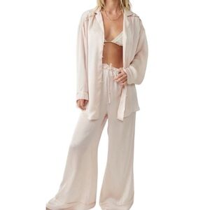 Free People Dreamy Days Pajama Set in Pink Nectar XS